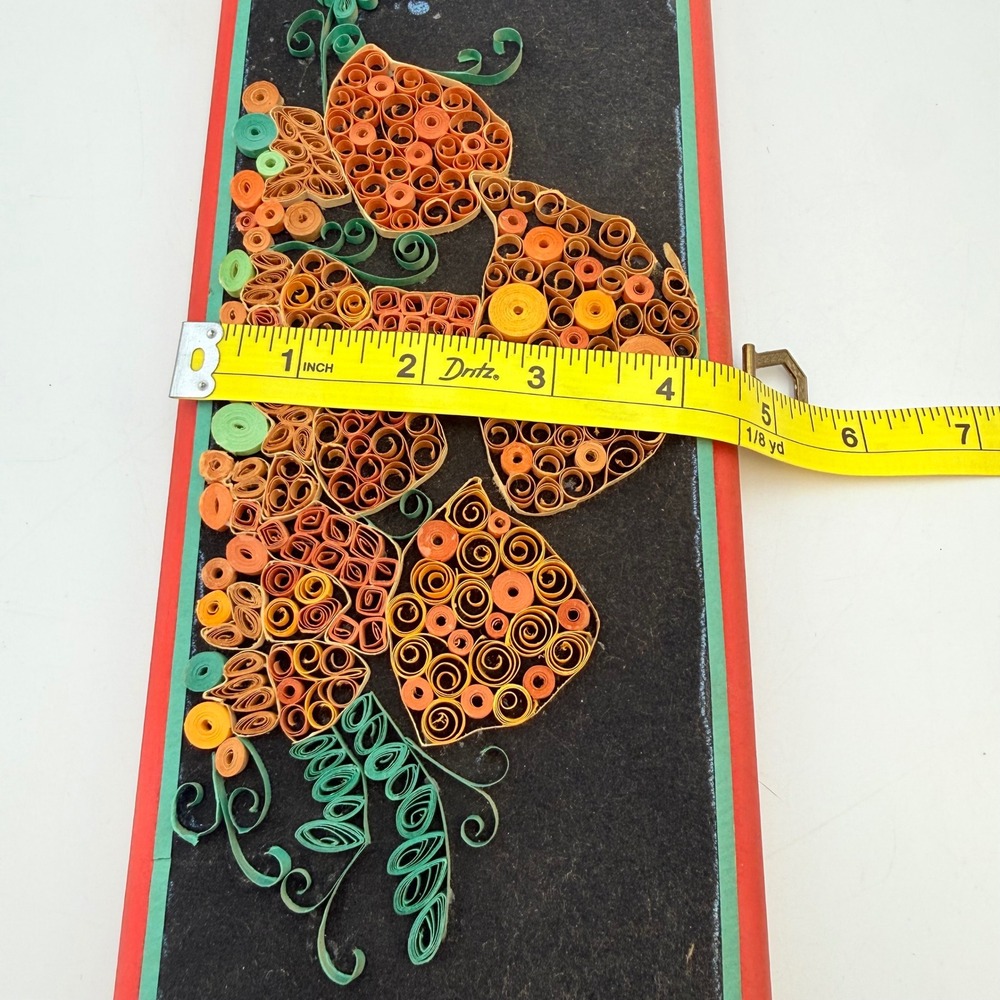 Vintage Handmade Paper Quilling Mushroom Wall Art Retro 70s Woodland 11x4.5 - Picture 4 of 4